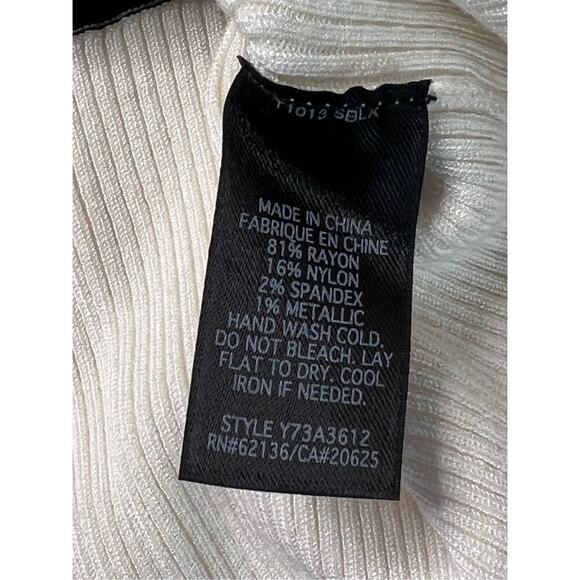 Guess Black White Metallic Gold Thread Scoop Neck Long Sweater LARGE Cottagecore - Picture 11 of 12